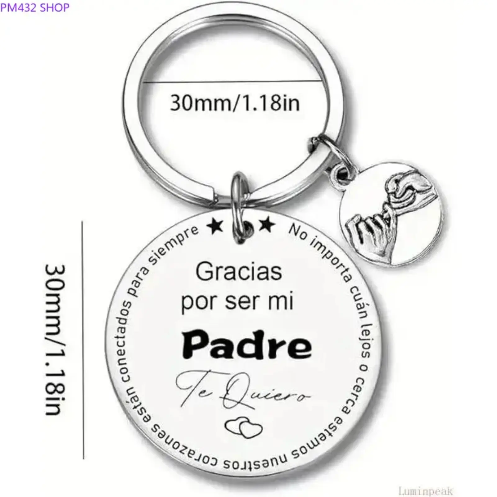 Stainless Steel “Gracias Por Ser Mi Padre” Keychain, Sentimental Gift from Son or Daughter for Dad, Father’s Day or Birthday Gift