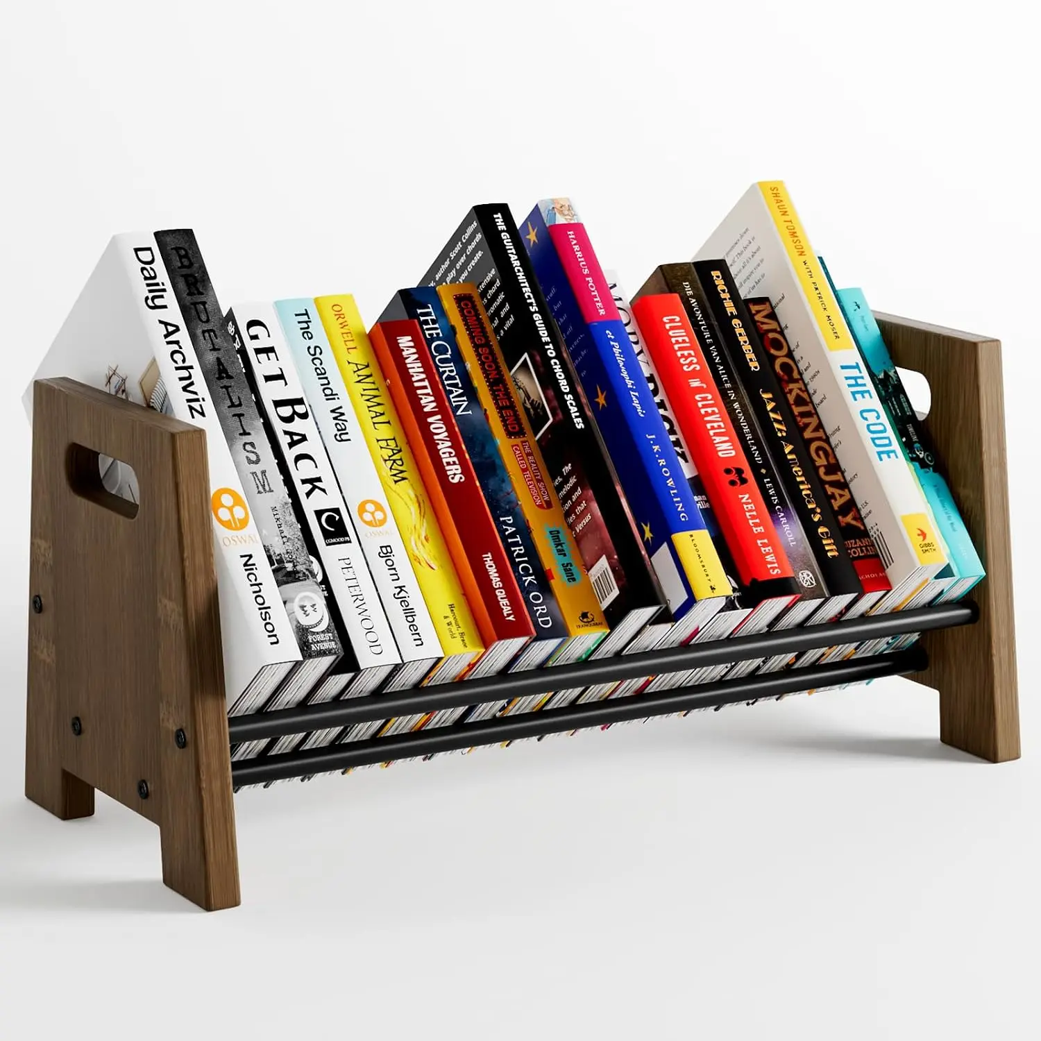 Desktop Bookshelf Organizer,  Rustic Slanted Desk Bookshelf, Small Tabletop Book Rack, Portable Save Space Bookcase for Book Display  Office Organzier