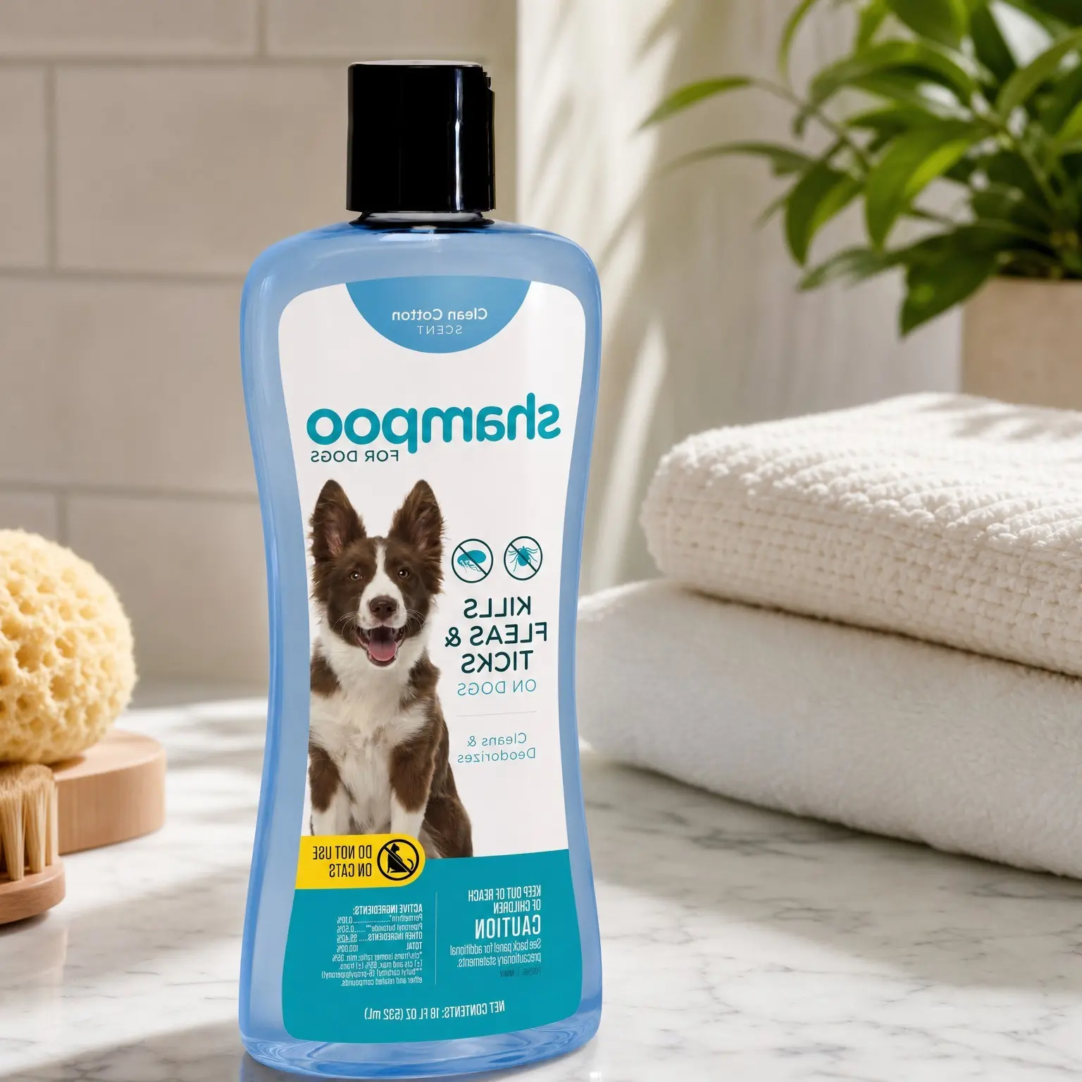 Flea & Tick Shampoo for Dogs, Kills Eggs for 30 Days – Ideal for Dogs & Puppies 12 Weeks+; Cleans, Conditions & Deodorizes; 18 oz Bottle for Multiple WashesGift