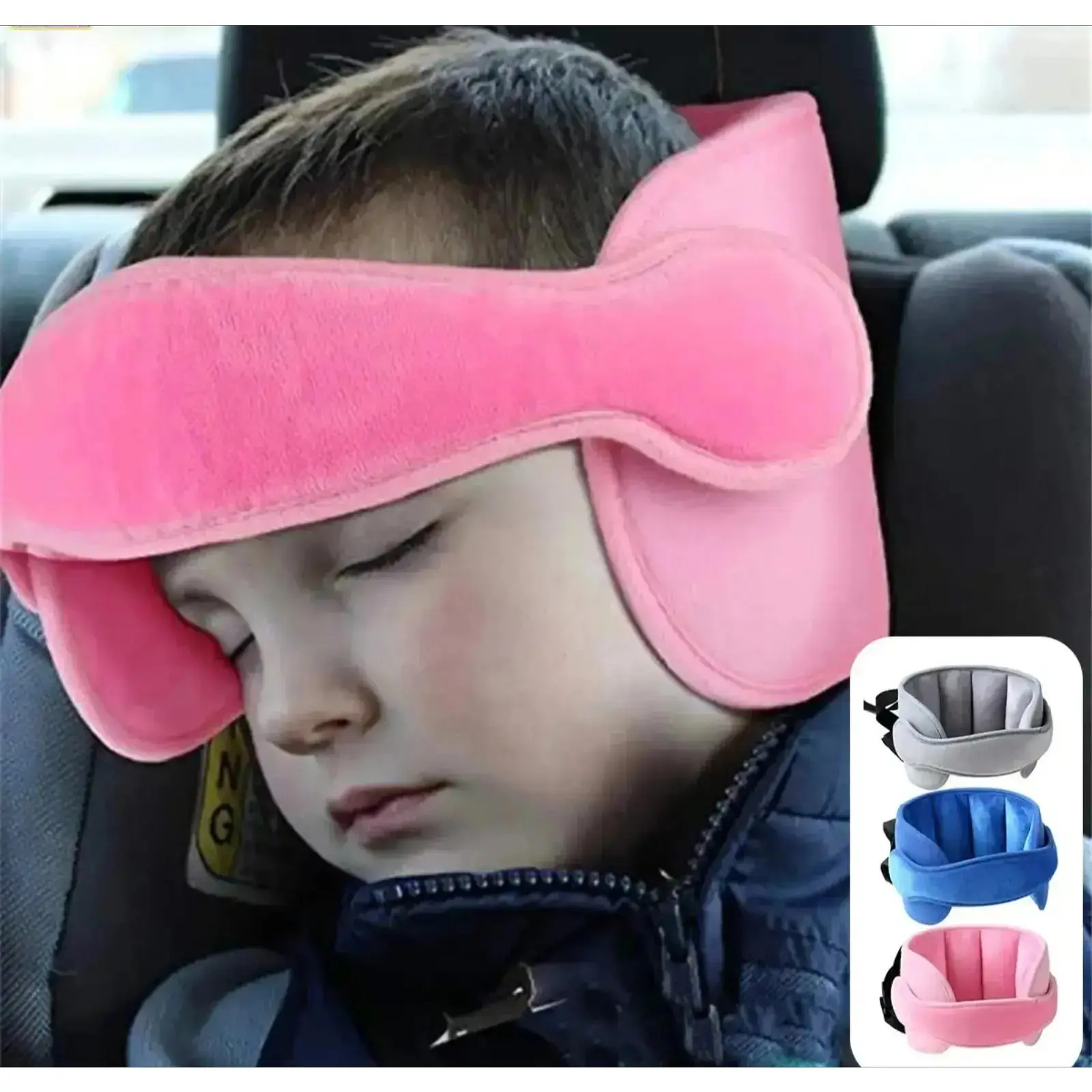 Adjustable Toddler Car Seat Head Support Strap, Soft Breathable Kids Neck Support Sleep Pillow, Anti Head Drop Safety Head Stabilizer, Universal Fit Car Seat Accessory for Road Trips, Travel & Long Car Rides Comfort