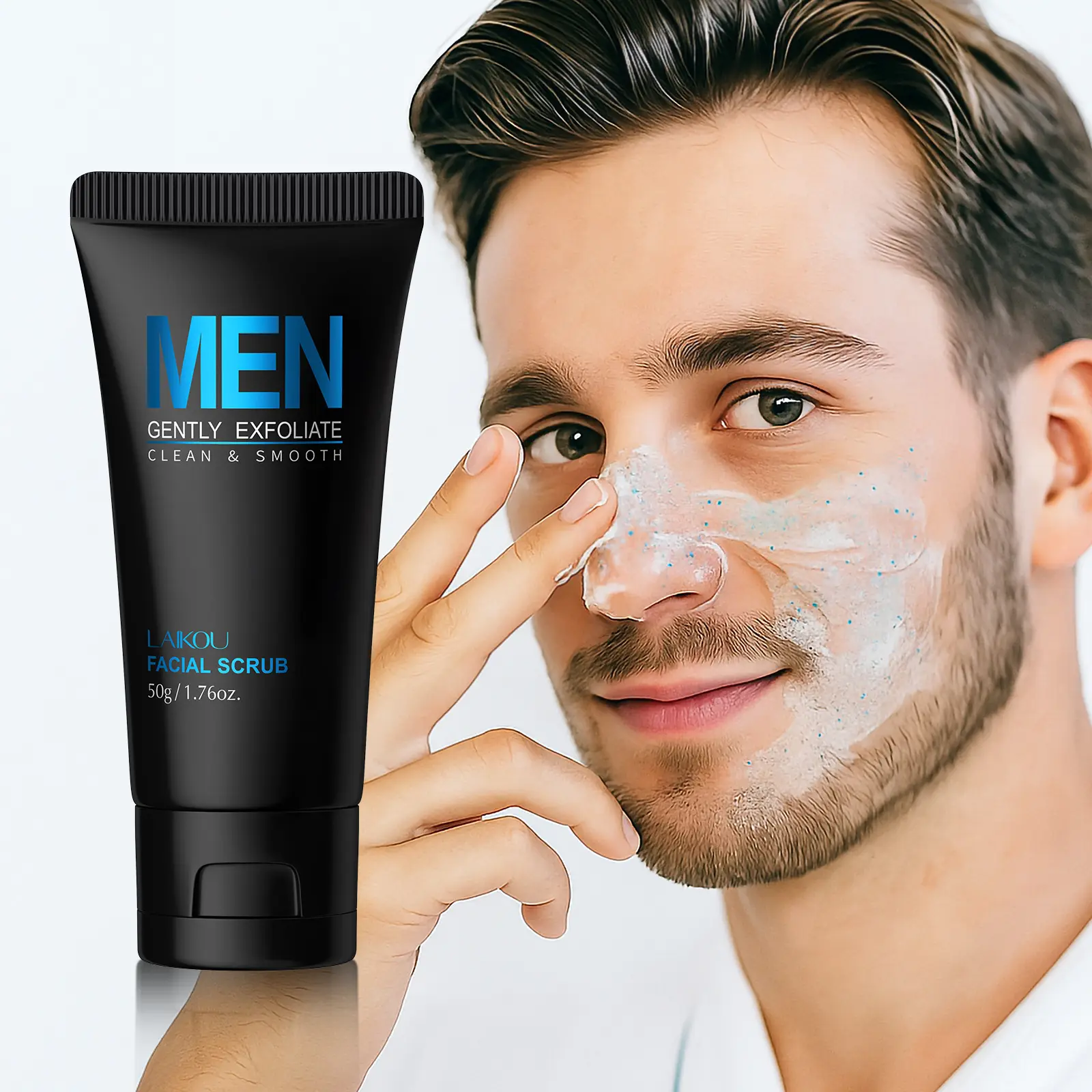 Men's Exfoliating Cream 50g, Facial Scrub for Men, Gentle Skin Care, Removes Dead Cells, Ideal for Daily Use, Moisturizing & Refreshing