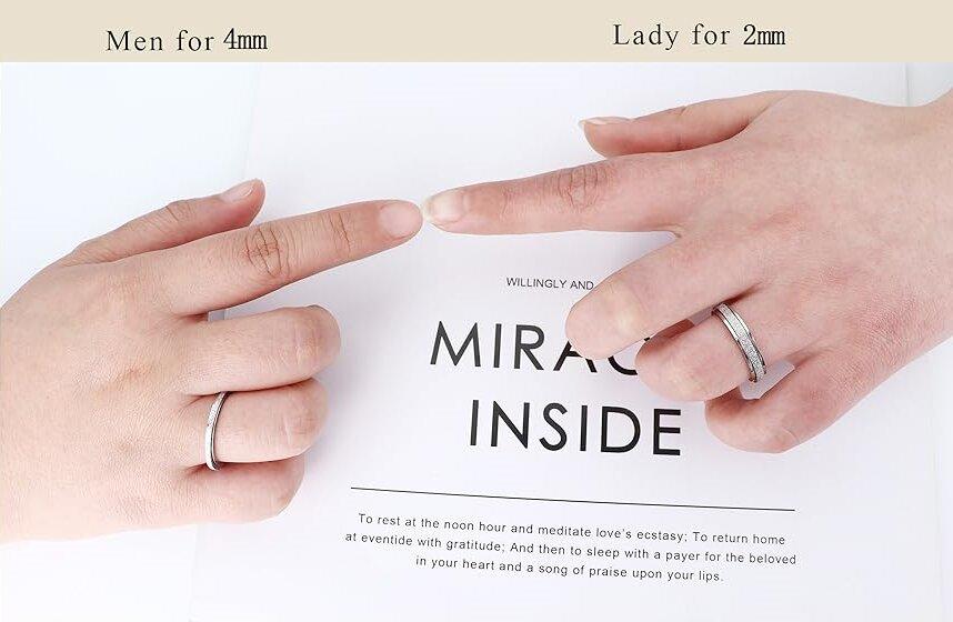 Elegant Fidget Rings for Women Men 2mm Titanium Steel Spinner Ring for Anxiety Stress Relief Glitter Sandblast Spinning Figit Anxiety Jewelry for Women Gifts