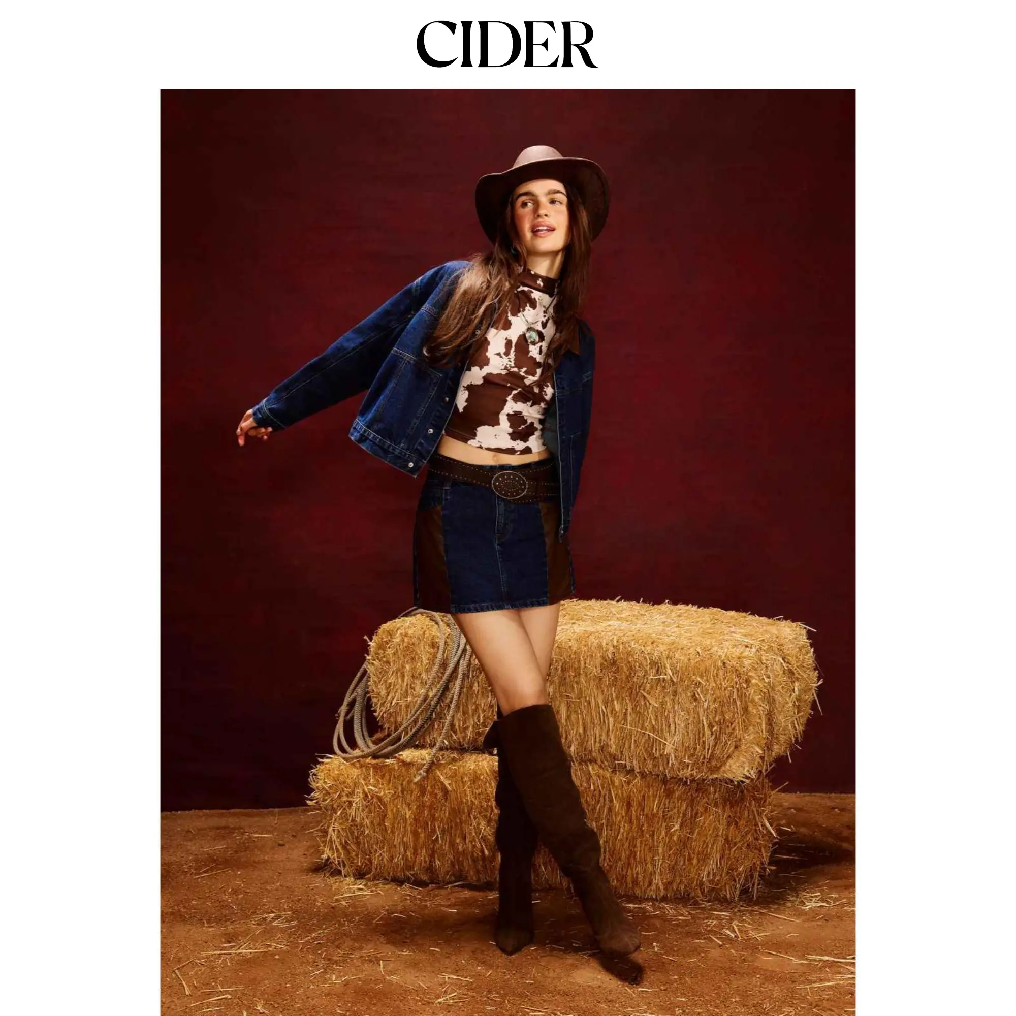 Cider [size 0-10] Denim Low Rise Patchy Micro Mini Skirt