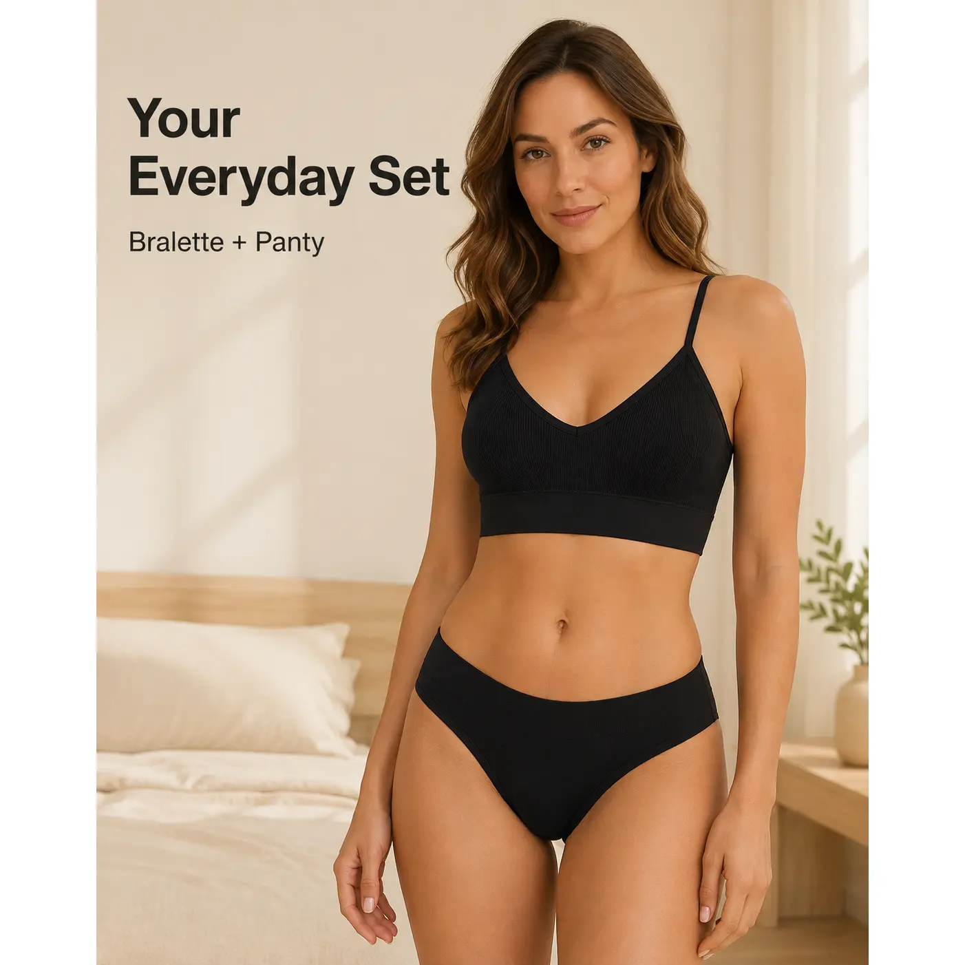 Women's Wireless Nylon Underwear Bra, Lightly Padded 3/4 Triangle Cup with 1-Piece Molded Design (Black, Green Options)