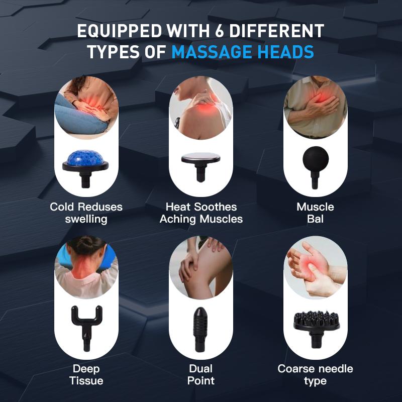 Massage Gun with Heat Deep Tissue Body Massager for Pain Relief,Muscle Percussion Massage Gun, Birthday Gifts for Men Women Dad him Handheld Message Gun with 6Heads&Silent