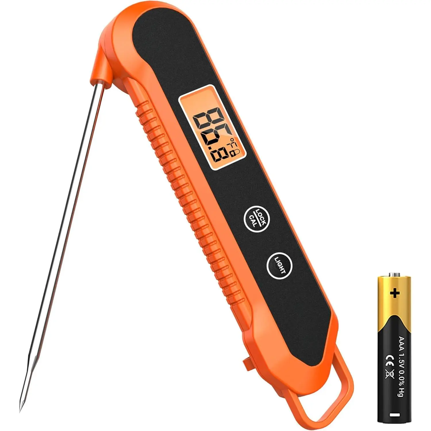 Waterproof instant-read digital meat thermometer, with backlight and calibration function, multifunctional cooking thermometer, suitable for grilling, baking, bread, and candy