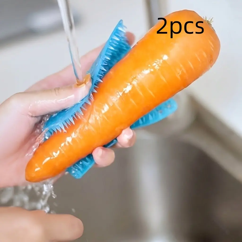 2-Piece Vegetable & Fruit Cleaning Brush Set, Lightweight Flexible Brushes for Various Fruits & Veggies, Kitchen Cleaning Tools for Potatoes, Cucumbers, Etc