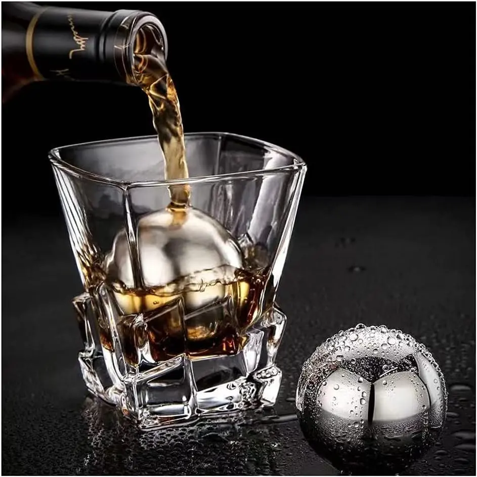 Stainless Steel  Metal Large  Stones  Set for Men Chilling Ball for Drinks 5.5cm Set of 2