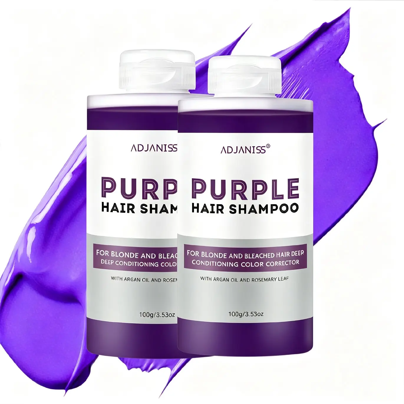 Adjaniss Shampoo, Anti-Yellowing, Smooths Split Ends, Enhances Shine, Portable, Travel Friendly, 2 Bottles, 100g Each