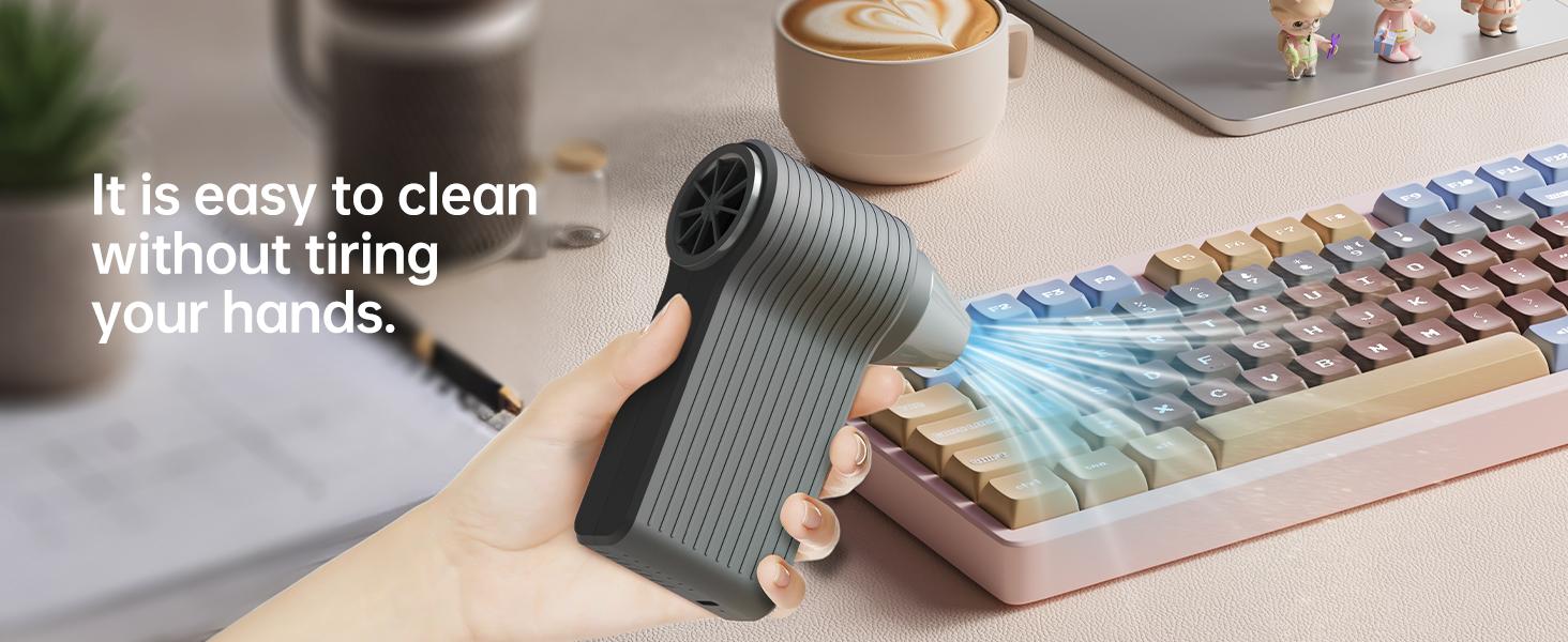 Compressed Air Duster 130000RPM – Cordless Electric Air Blower with Brushless Motor, Stepless Speed Control, Multiple Nozzles, Rechargeable Dust Cleaner for PC, Keyboard, Car Detailing & Barber Tools