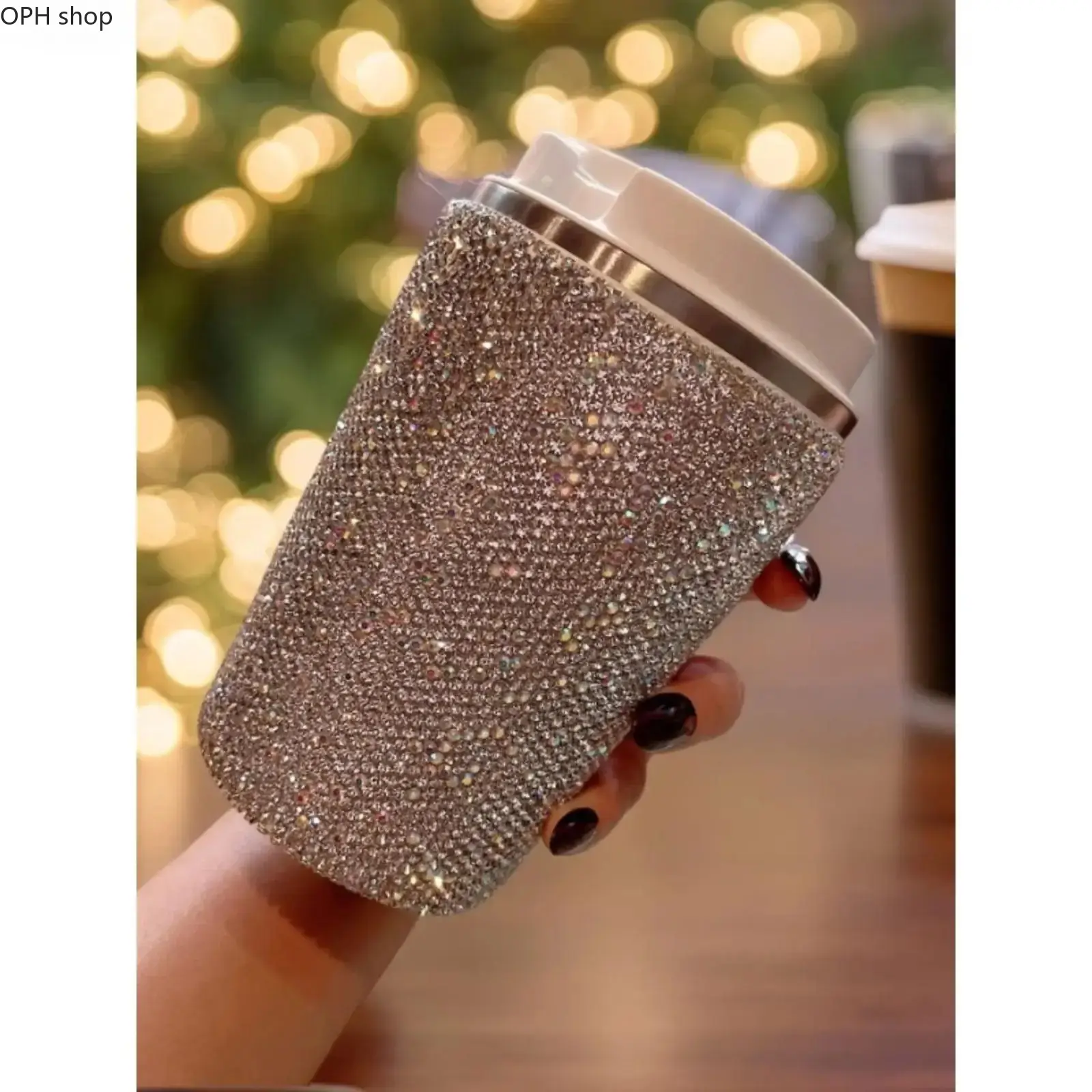 Luxury Bling Rhinestone 304 Stainless Steel Insulated Tumbler - Large Capacity Leakproof Double-Wall Vacuum Flask with Lid, Sparkly Reusable Hot & Cold Cup for Car, Outdoor Use