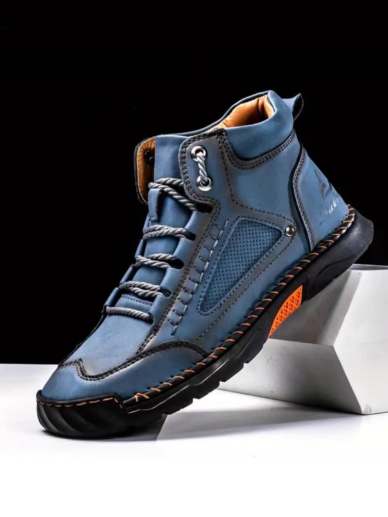 Men's Outdoor Lightweight Hiking Boots, Casual Sporty Lace Up Boots for Outdoor Activities, Fashionable Western Cowboy Style Shoes for Daily Wear