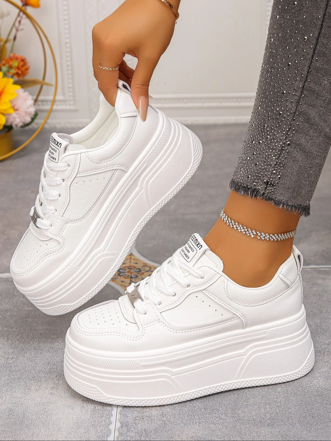 Women's Wedge Heel Thick Sole Casual Sports Shoes, Comfortable and Stylish, Perfect for Daily Wear, Fashionable Ladies Footwear