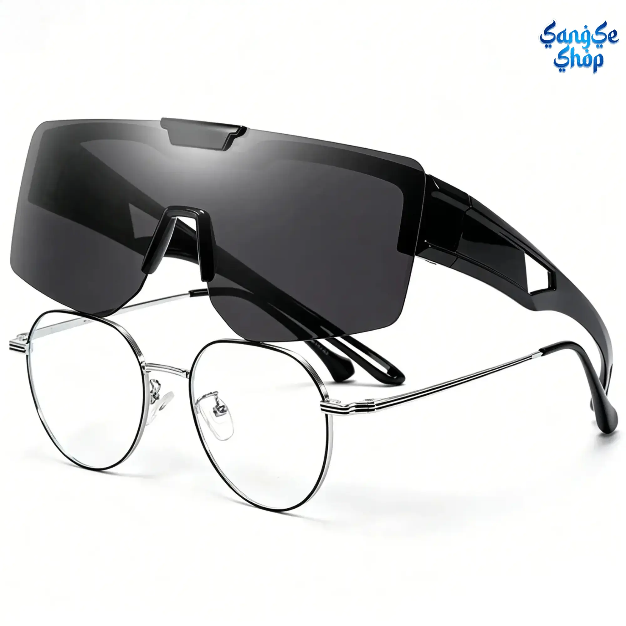 SummerWins Viral Ergonomic TAC Fit-Over Sunglasses for Men-Women, UV400 Polarized Anti-Glare Lightweight Wraparound Eyewear for Prescription Glasses Wearers, Fashionable Frames Driving Shades with Free Storage Pouch & Cleaning Cloth, Fashionable Frames Su