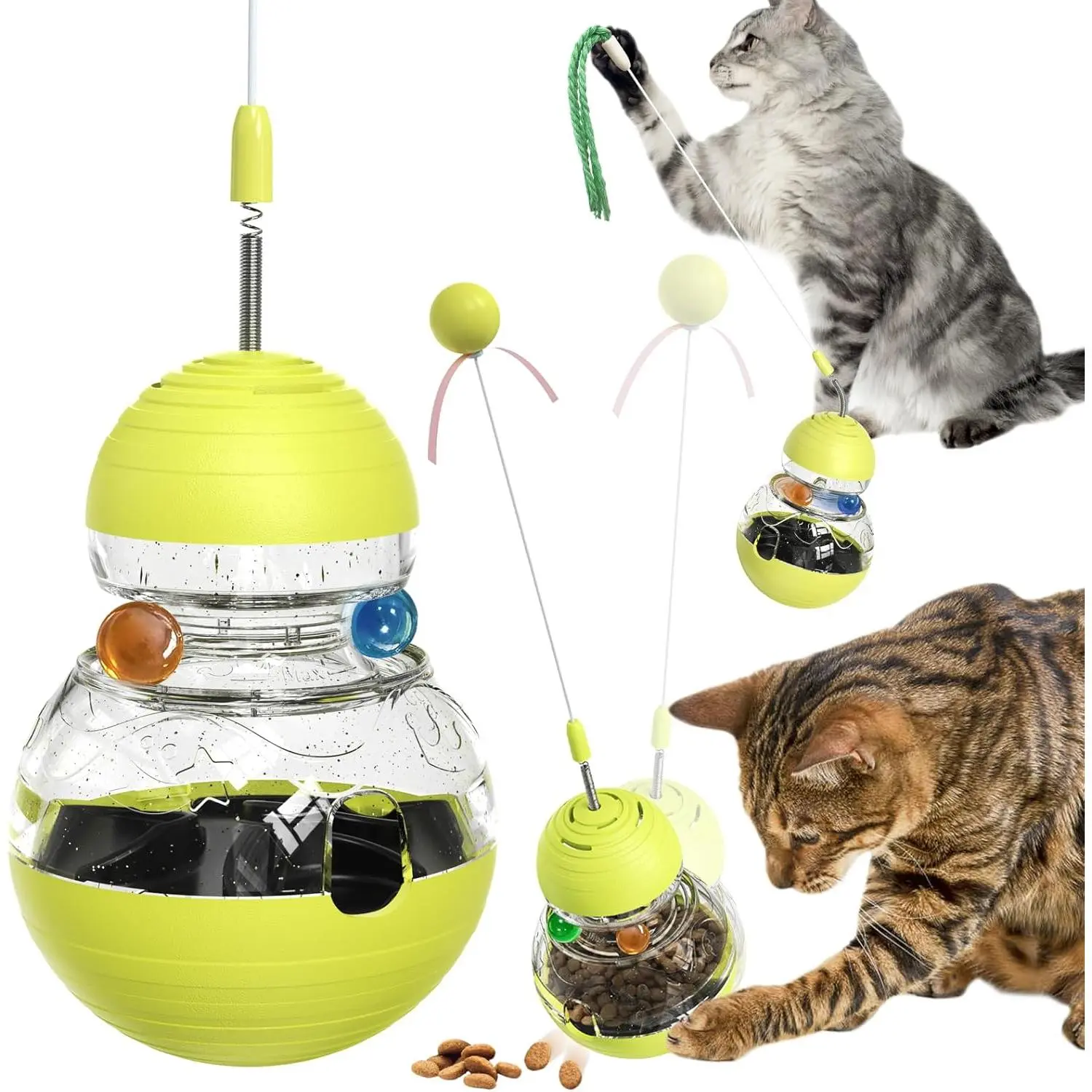 Cat Toy for Indoor Cats Wobble Treat Dispenser Ball Kitten Food Dispenser & Puzzle Feeder Balls & Enrichment Toys & Mental Stimulation Interactive Brain Game