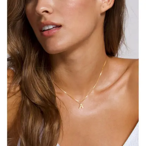 Initial Necklace for Women Teen Girls 14K Gold Plated, Dainty Tiny Alphabet Monogram Pendant, Personalized Snake Chain Choker, Adjustable Length Collarbone Jewelry, Minimalist Birthday Christmas Valentine Gift