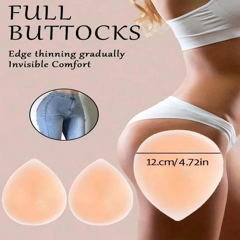 Women's Invisible Silicone Pads, Body Shaping Hip Enhancer Inserts for Jeans, Leggings, Skin Color Thigh Stickers (1 Pair)