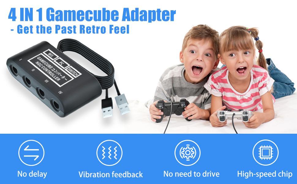 Adapter for Nintendo Switch Gamecube Controller Adapter and Wii U and PC, Super Smash Bros Retro Gamecube Controller Adapter Support Turbo and Vibration Features with 180cm USB Cable Adapter for Nintendo Switch Gamecube Controller Adapter and Wii U and PC, Super Smash Bros Retro Gamecube Controller Adapter Support Turbo and Vibration Features with 180cm USB Cable