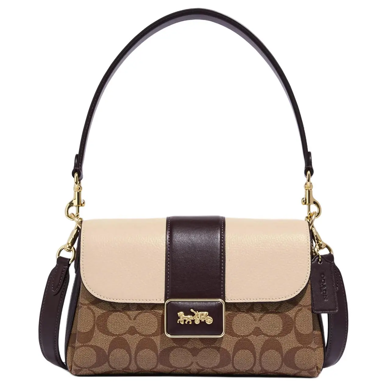 Coach Grace Collection 26 Classic Monogram-Print Leatherette Crossbody Handbag for Women, Brown Two-Tone
