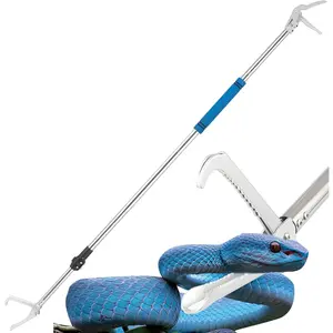 69" Snake Grabber Reacher Tool Heavy Duty Long Handle Snake Catcher Tongs Wide Jaw Stainless Steel Sponge Wrapped Handle for Reptile Rattlesnake Catching (Blue)