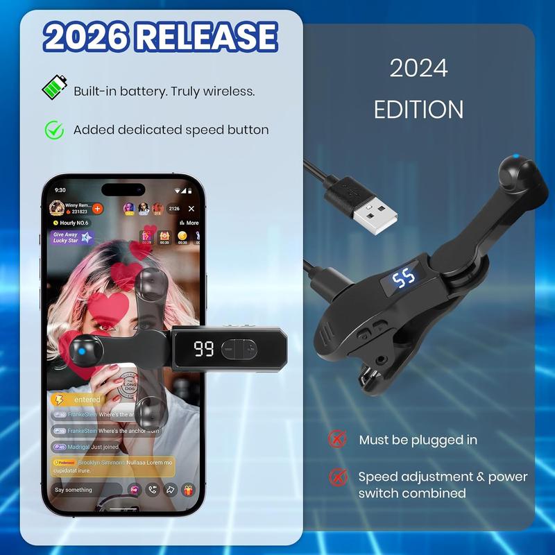 Wireless Auto Clicker,Phone Screen Device Speed Clicker for Tiktok, 2026 New Wireless Fast Click Simulation Finger Continuous Click for Live Broadcasts Likes,Game