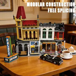 City Architecture Building Blocks Set Modlue Bricks Bank Palace Cinema Boutique Hotel With street Scene style Suitable For Creating Large-Scale City Models Home Decoration Toys Gifts Ideal Choice For Collectors Of Landscapes
