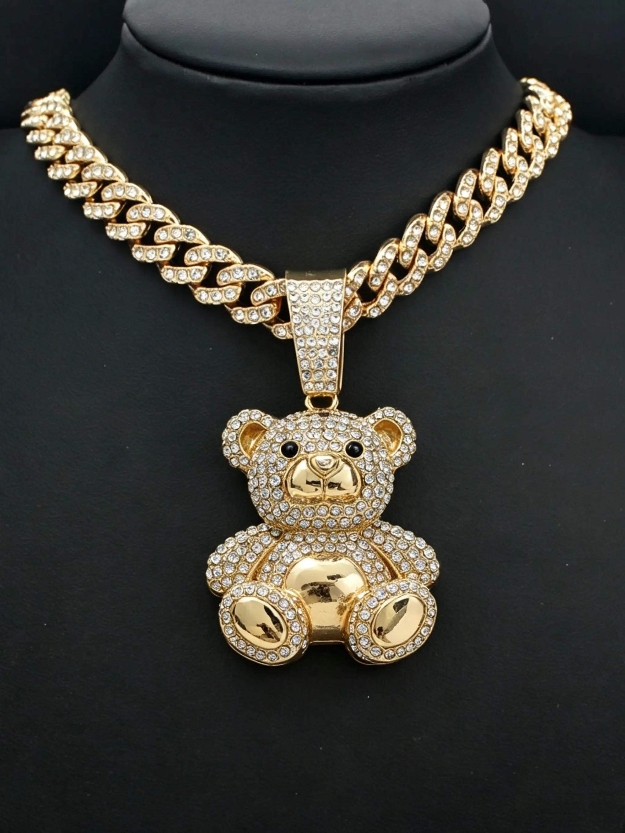 Bear Pendant Alloy Chunky Necklace for Men and Women, Birthday Gift, Valentine's Day Present, Hip Hop Punk Style, Fashion Jewelry, All Seasons