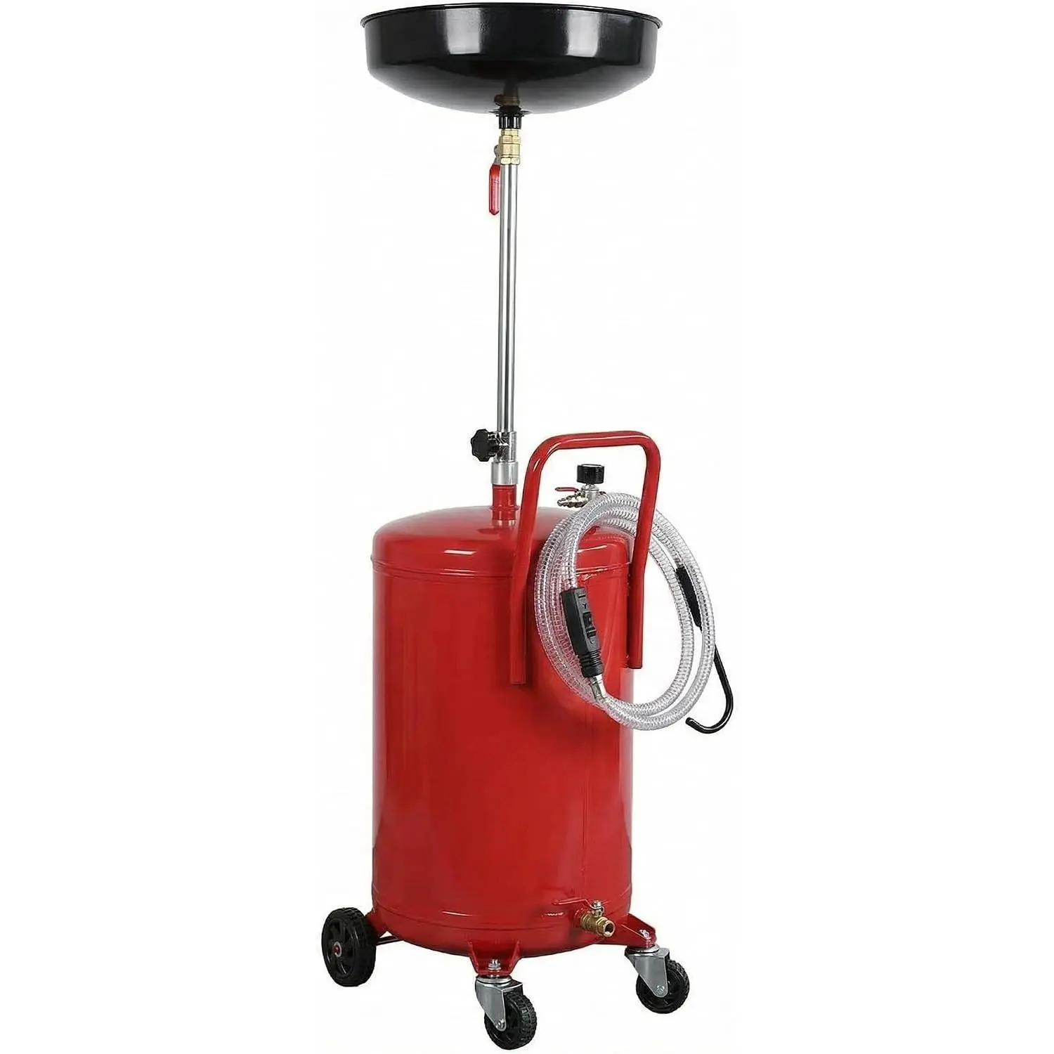 20 Gallon Used Oil Drain Tank, Heavy Duty Waste Oil Collector, 80L Mobile Oil Drain Pan with Funnel, Adjustable Height Pneumatic Recovery System for Garage Auto Repair