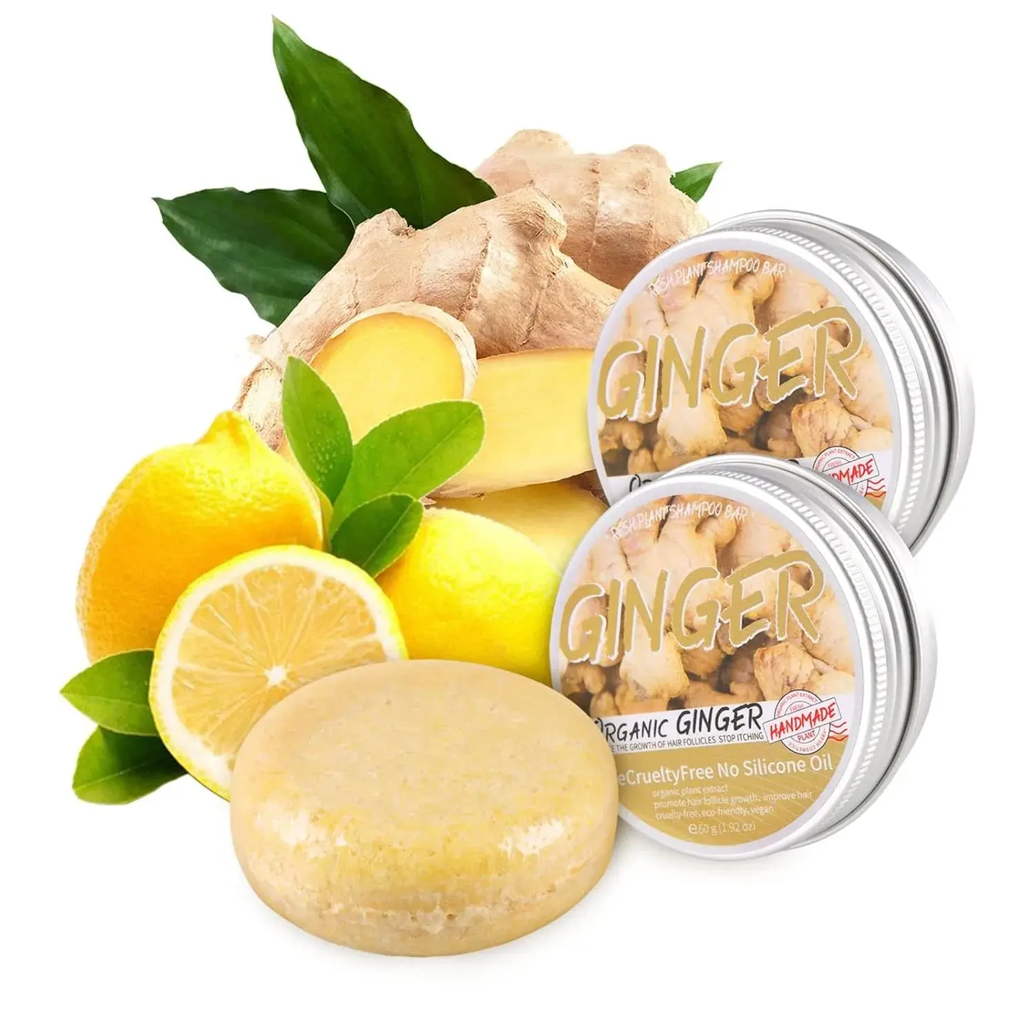 Ginger Hair Growth Shampoo Bars Natural Organic Hair Regrowth Solid Shampoo Bar Boost Hair Growth Anti Hair Loss Repair Damaged Hair For Men Women