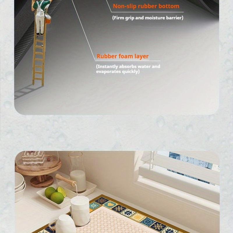 A Bohemian-style Drying Mat - Super Absorbent, Quick-drying, Non-slip, Heat-resistant Diatomaceous Earth Countertop Mat, Retro Mosaic Floor Mat, Suitable for Dining Tables, Coffee Machines, Washing Machines, Kitchens, Bathrooms, Stylish Home Decor.