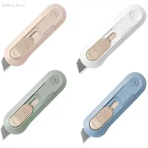 4pcs Utility Knife ,SK5 Retractable Blade Duty Box Cutter Letter Opener, Razor Sharp Cartons Cardboard Cutter Knife Perfect for Paper, Sewing, Craft, Home and Office, Blue,green,pink,whiteAB19Wild Motion