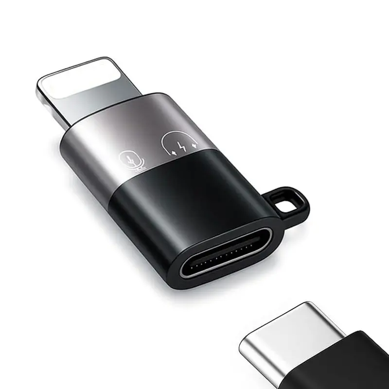 2 Pack USB Type C Female to iOS Male Adapter, Compatible with iPhone 14 13 12 11, Plug & Play Audio Connector for Microphone Mini Receiver