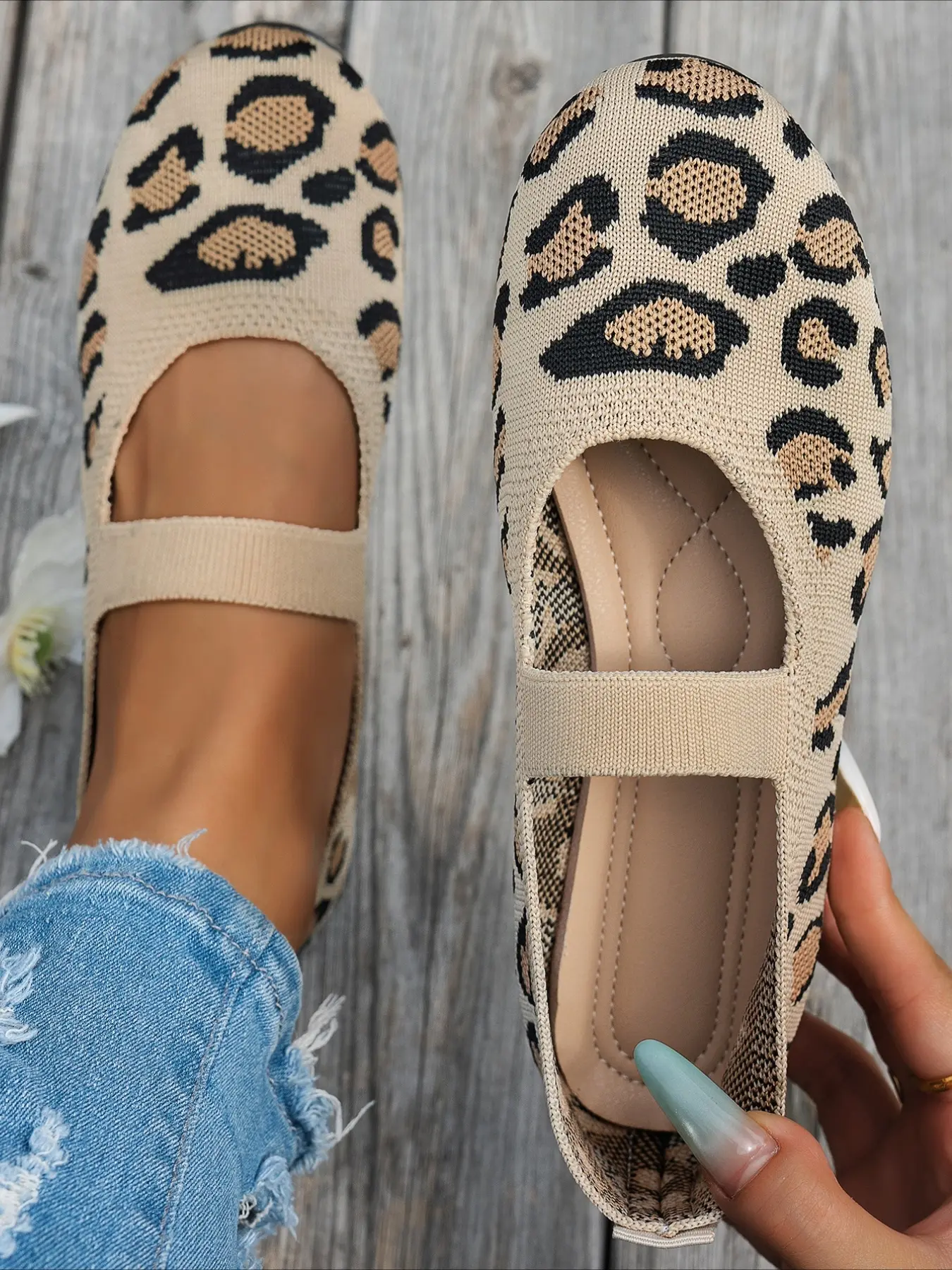 1 Pair Women's Knitted One-Strap Mary Jane Flats, Breathable Soft Sole Shallow Cut Shoes, Soft Soled Shoes, Retro Casual Footwear for Commute & Daily Outings
