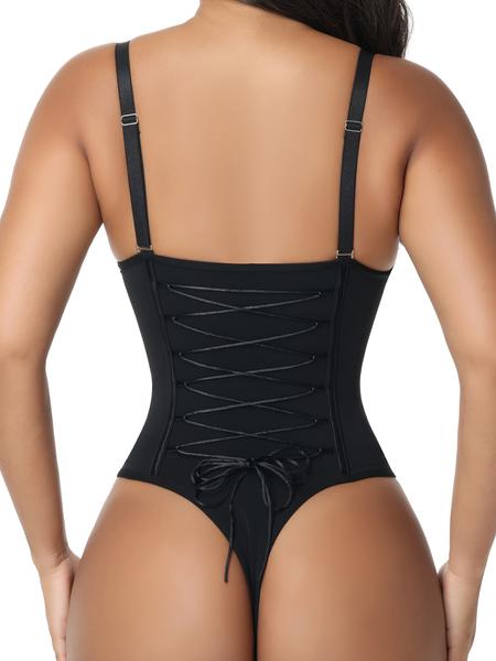 Elegant Women's Plain Color Adjustable Strap Bodysuit, Abdominal Control Shapewear, Comfortable Fit for Daily Wear