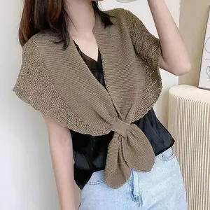 Kintted Hollow Out Shawl Women Party Pashmina Scarf Solid Scarves Stoles Soft Multicolor Shawl Newest 2024 Scarf For Women