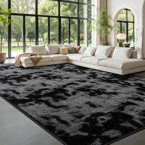 Large Soft Rugs for Living Room, 6 x 9 Ft Tie-Dyed Thickened Memory  Area Rug for Bedroom, Non-Slip Comfy Indoor Carpet for Boys Girls Room   Decor, Dark Grey
