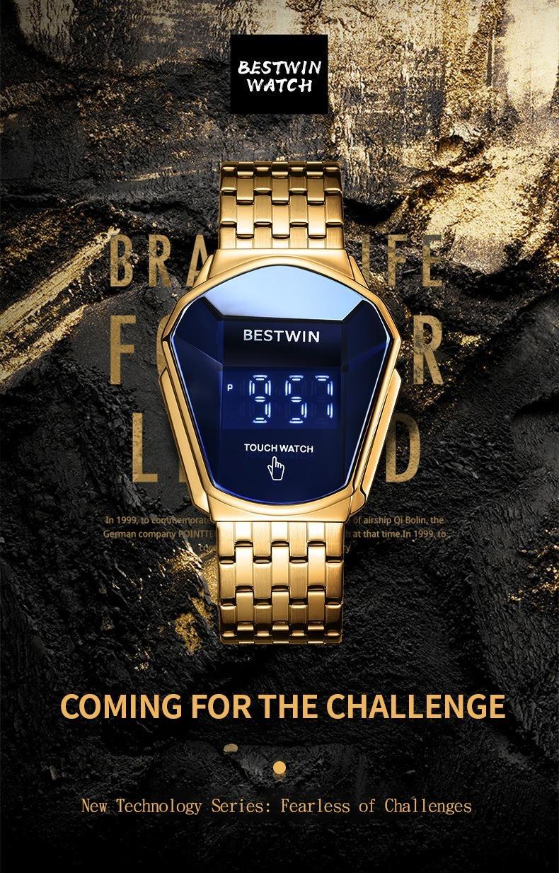 Touchscreen Racing Sport watch Luxury Mens Racing Sport​Iridescent diamond-shaped mirror surfacet WatchMultifunction Chronograph  Stainless Stee!Casual Business Stvle Perfect Giftfor Him fashionable wristwatch time display