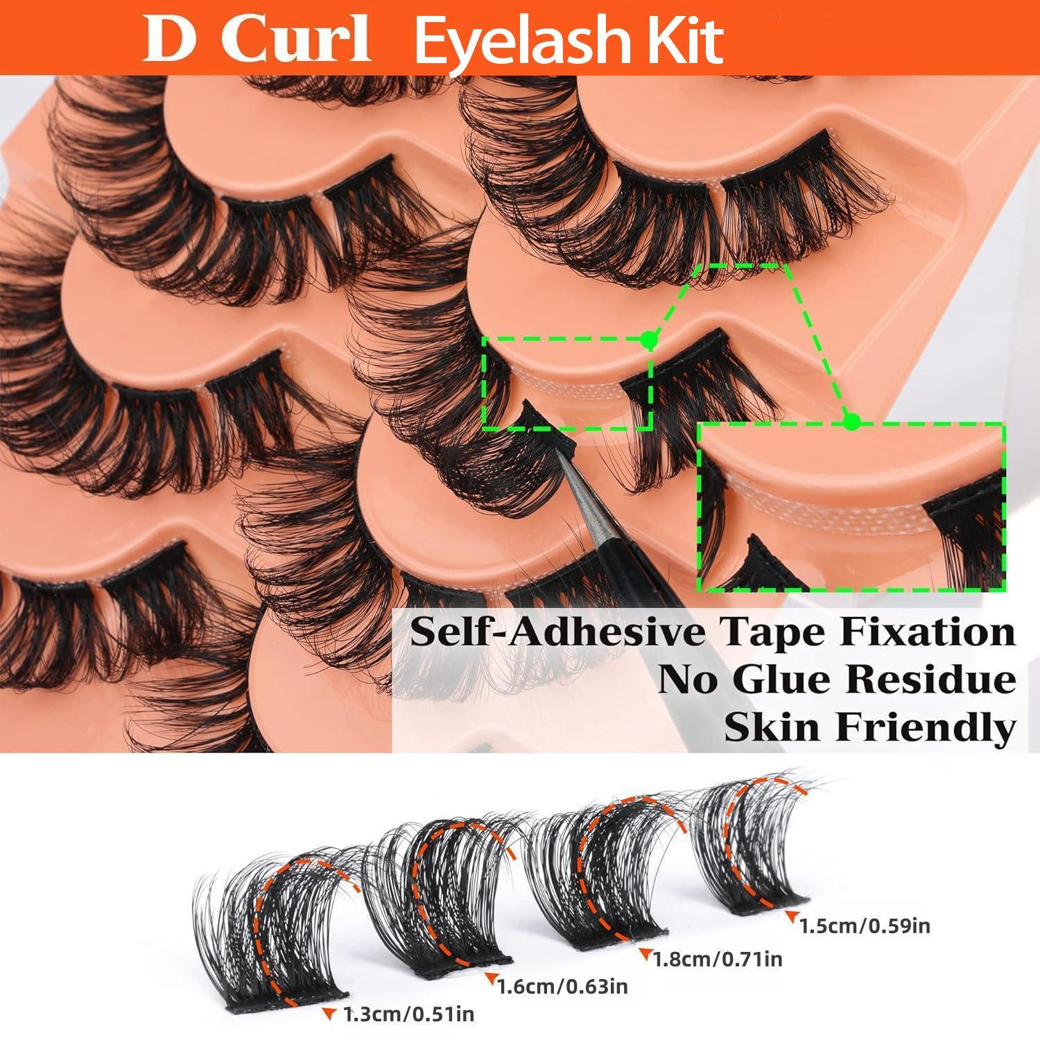 Volume Volumized False Eyelashes, 7 Pairs Faux Cluster Lashes, Natural Curling Eye Makeup Strip Lashes, Full Volume Eyelash, Lash Clusters for Eye Makeup Enhancement Cosmetic, False Eyelash Extensions