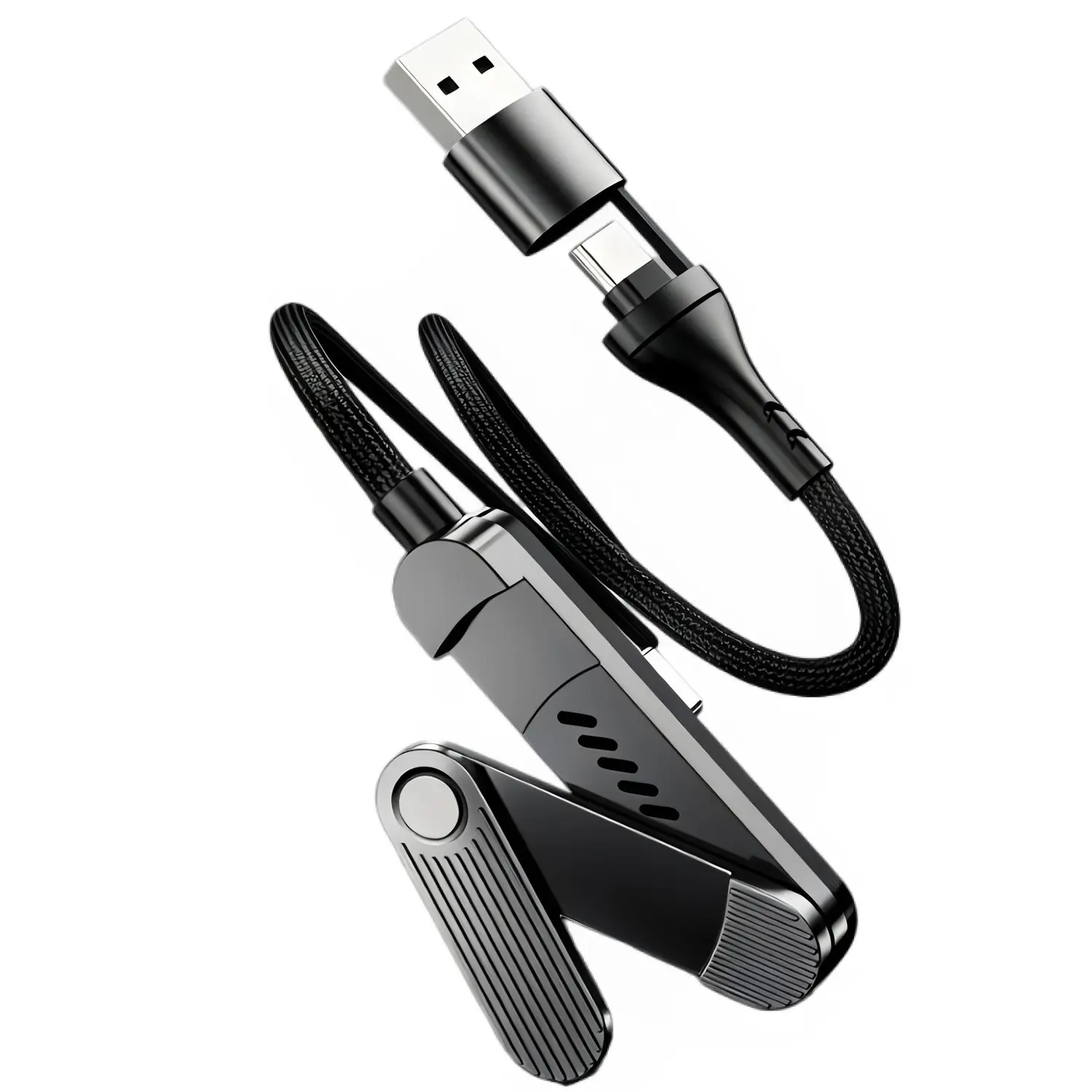 Phone Stand Charger Cable, USB PD to Type-C Fast Charging Supported, 2-In-1 Design, Foldable USB Stand, Quick Charge Cable for Mobile Devices