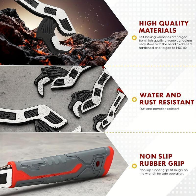 Multifunctional Self-locking Wrench, 6 Inch Multi-model Pipe Flexible Wrench, Quick Opening Heavy Duty Adjustable Wrench for Water Heating Pipes, Plumbing Wrench, Pipe Wrench Set