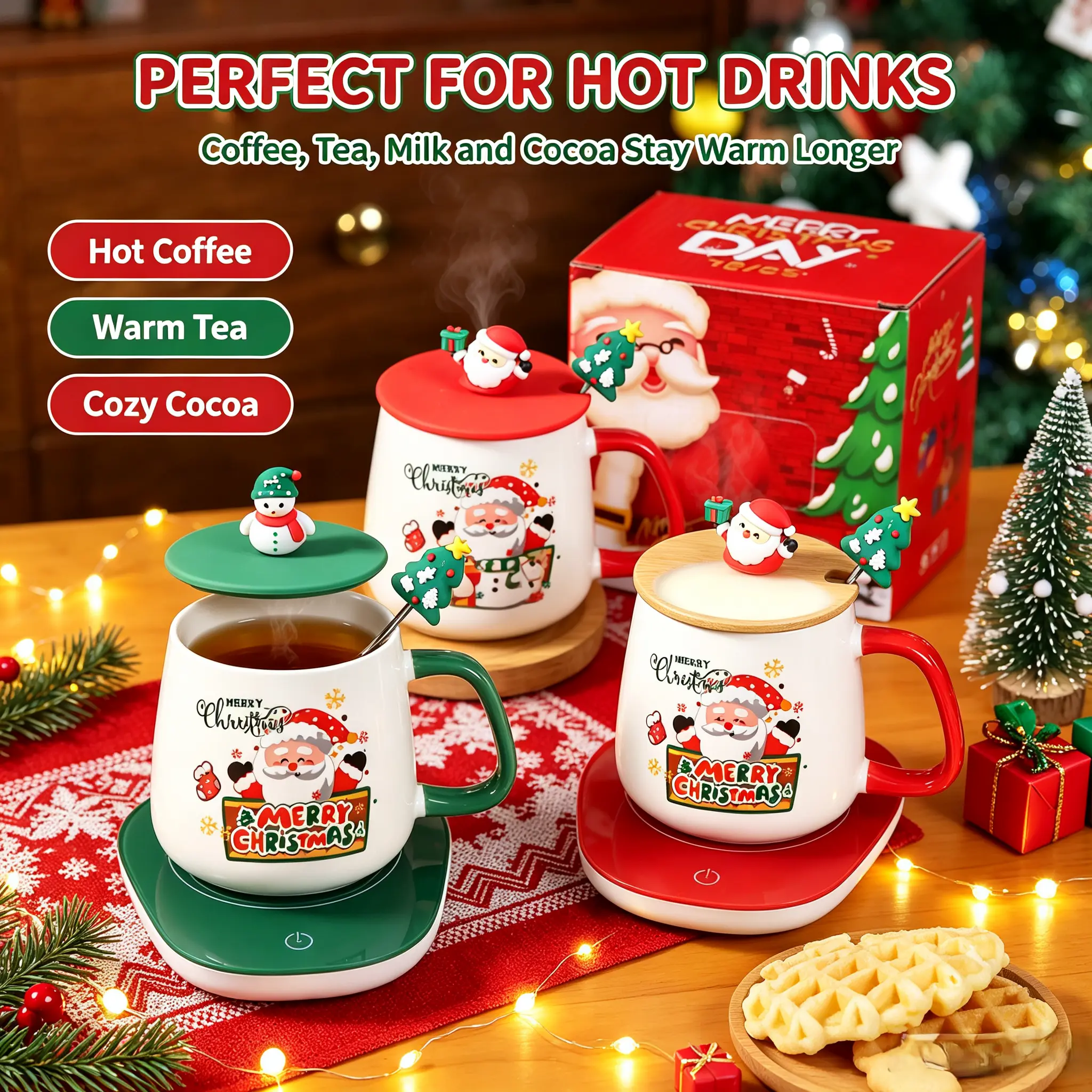 55-Degree Constant Temperature Cartoon Mug, Creative Christmas Party Gift, Home Supplies Souvenir Ceramic Coffee Funny