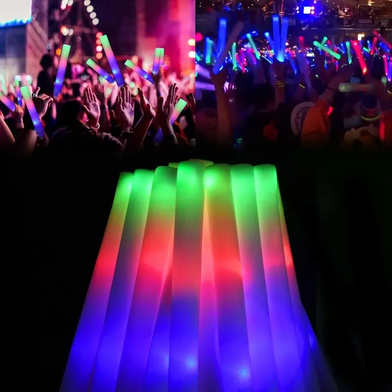 20PCS LED-Powered Foam Memory Glow Sticks - 3 Flash Mode Light-Up Batons, Festive & Party Supplies for Raves, Birthdays, Party Gifts