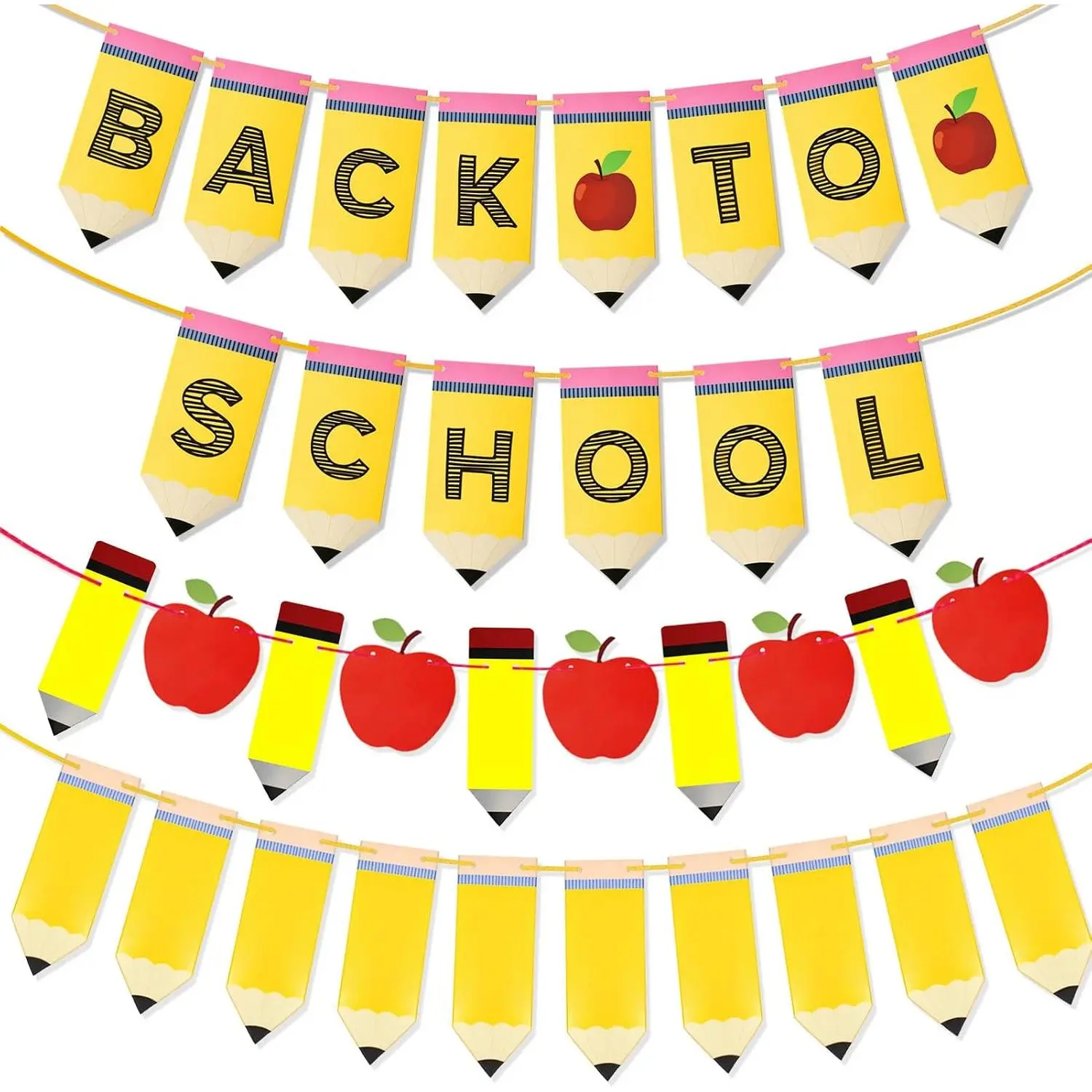 3 count  to School Banner Set, Pencil &  Garland Set, for  of School Classroom Decor, Teacher Appreciation, Bulletin Board, Photo Booth Backdrop Party Supplies