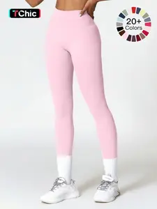 Women's High Waisted Sports Leggings, High Waists Leggings, Solid Color Skinny Pants, High Stretch Yoga Leggings, Ladies Sportswear for Indoor Outdoor Wear, Yoga Pants Women, High Elastic Activewear Fitness