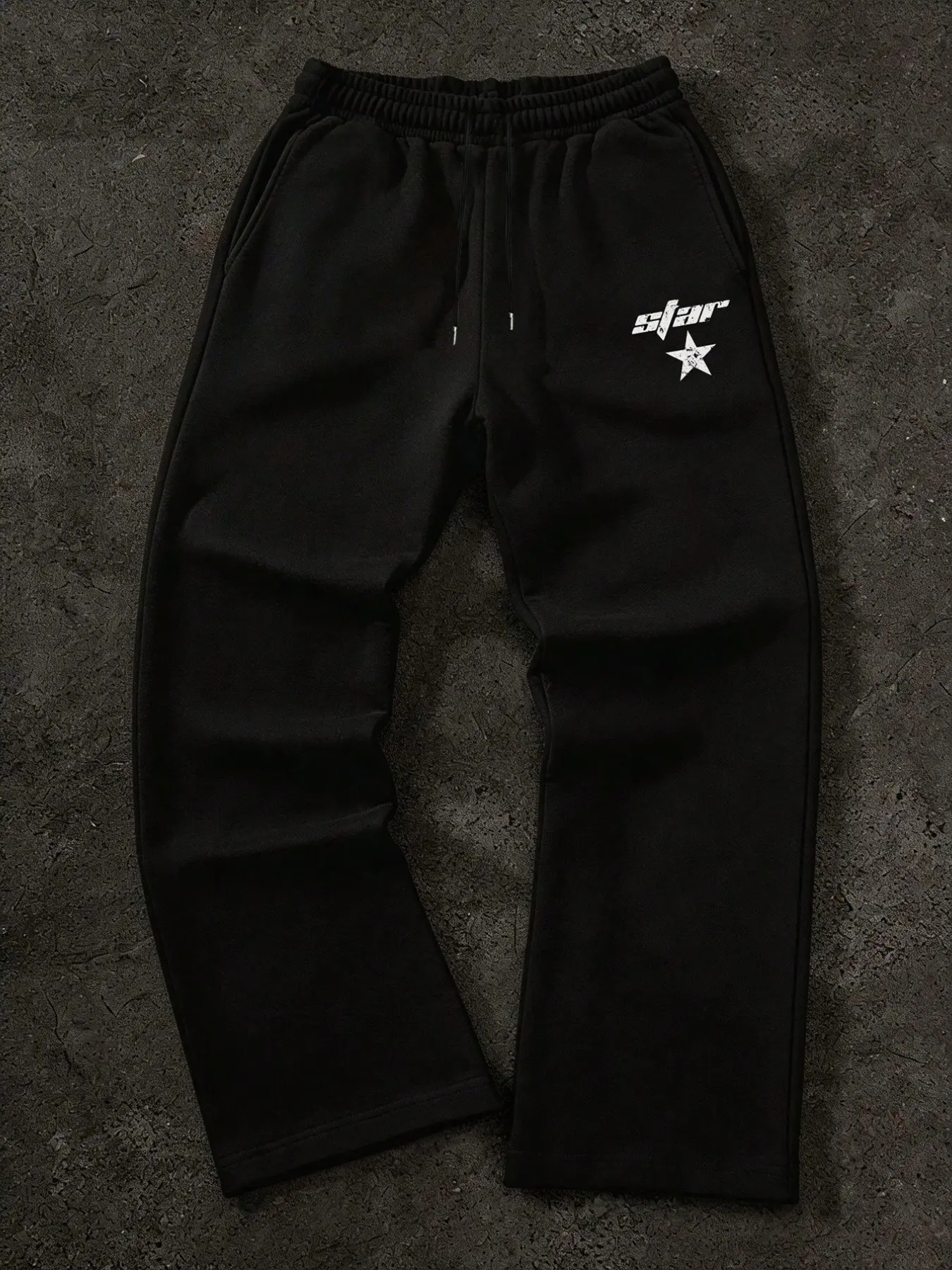 Men's Letter Star Graphic Pattern Drawstring Waist Loose Pants, Casual Comfortable Jogger, Trendy Fashion Wear, All Seasons