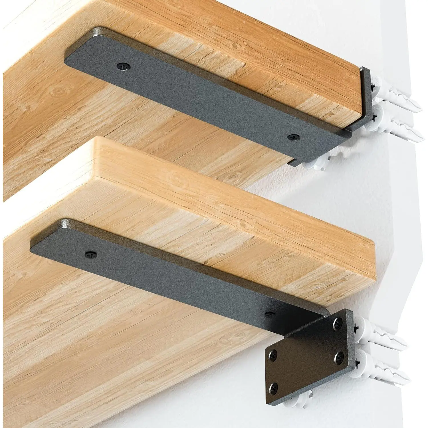 Floating Shelf Bracket 12 Inch, Heavy Duty Hidden Brackets, Rustic Industrial Shelf Brackets with Modern Iron