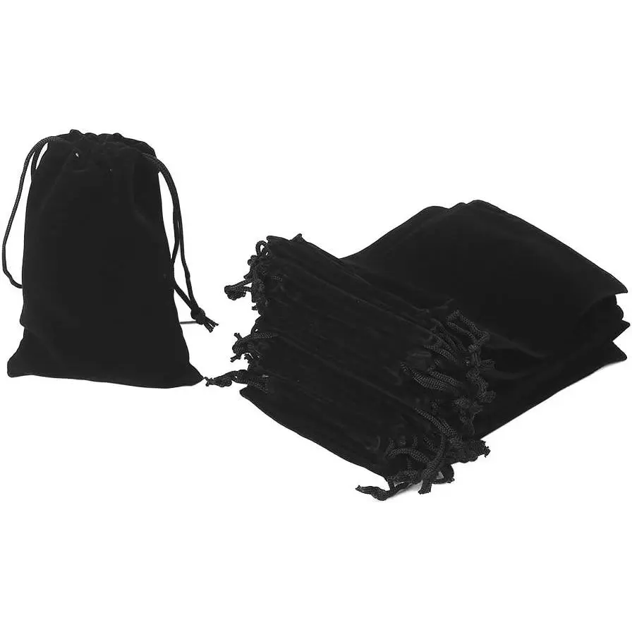 Velvet Drawstring Bags (20pcs, 5x7in) - Gift-Ready Black Velvet Pouches for Men's Waistcoat & Gilet Jewelry Storage