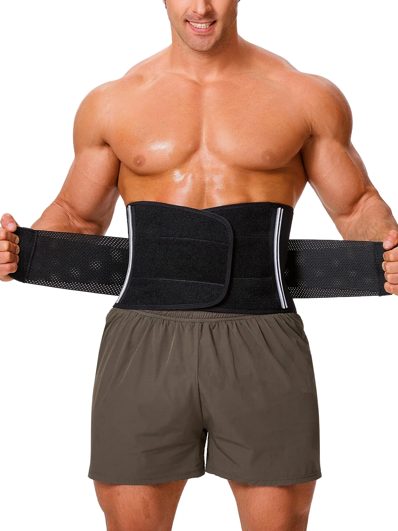 Men's Sweat Waist Trainer, Adjustable Velcro Belly Cinch Belt, Breathable No Sweat, Fitness & Office Use, Comfortable Waist Support