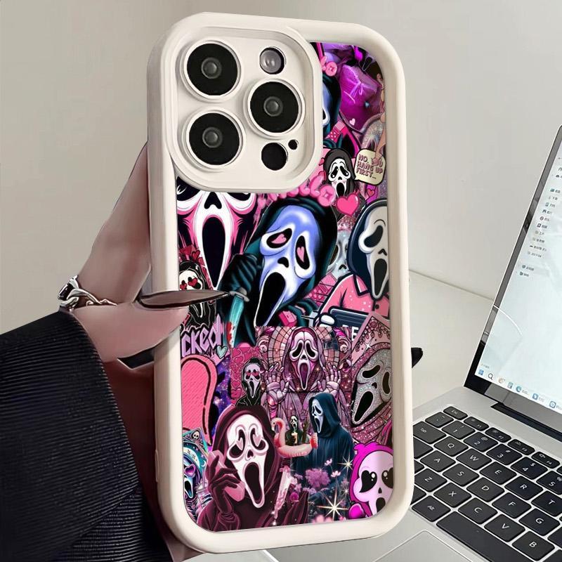 Ghost Scream Collage Pattern Phone case for iPhone 17 Pro Max 16 Plus 15 14 13 12 11 BumperDrop Protaection Rugged Durable Back Cover fashion gift Full Body Protection Shockproof Soft Silicone Cover.QXB334.designer,case Protective Smartphone