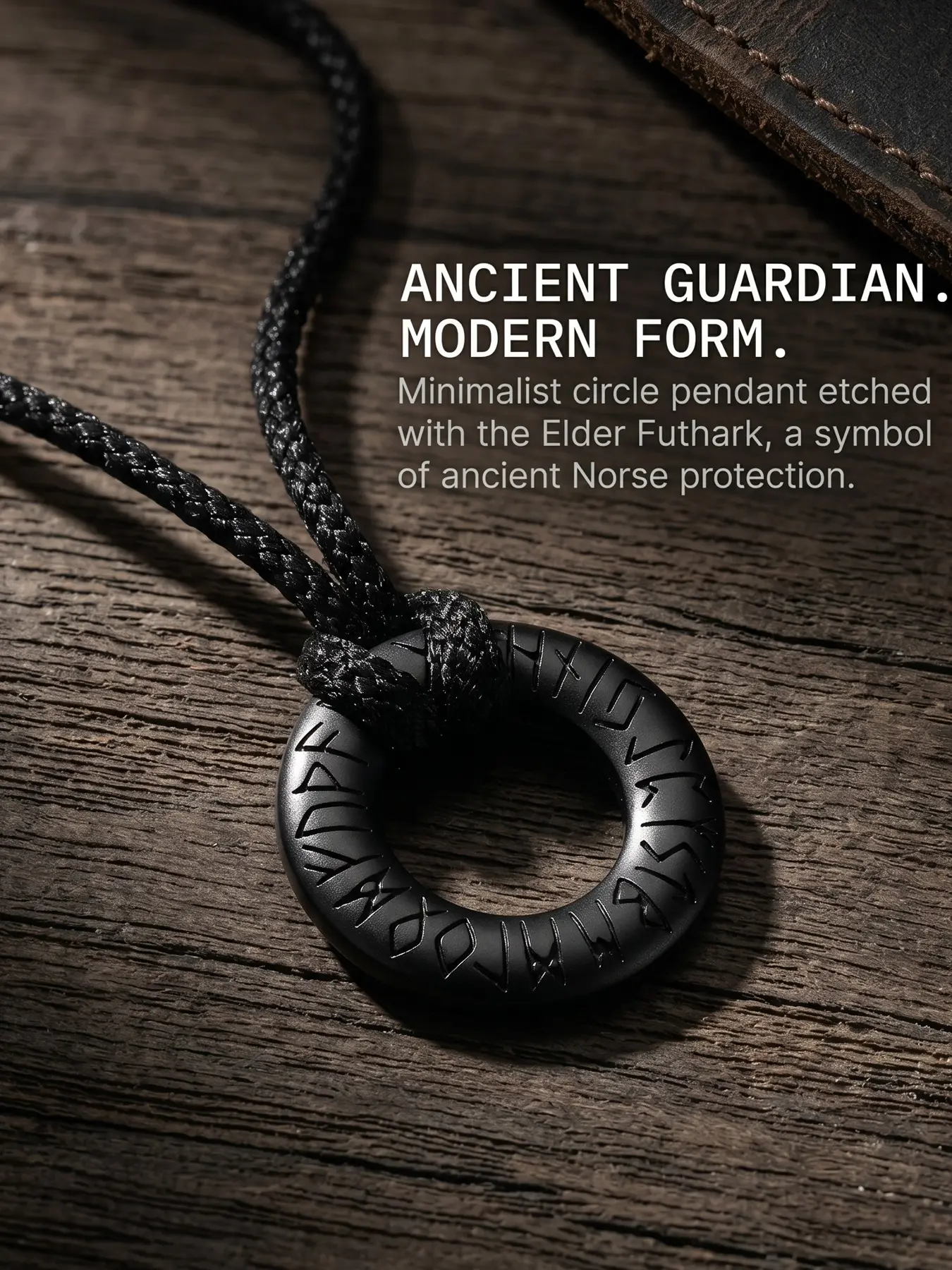 Nordic Rune Pendant Necklace, Rope Viking Jewelry, Geometric Cipher Necklace, Unisex Spiritual Symbol, Daily Wear Accessory